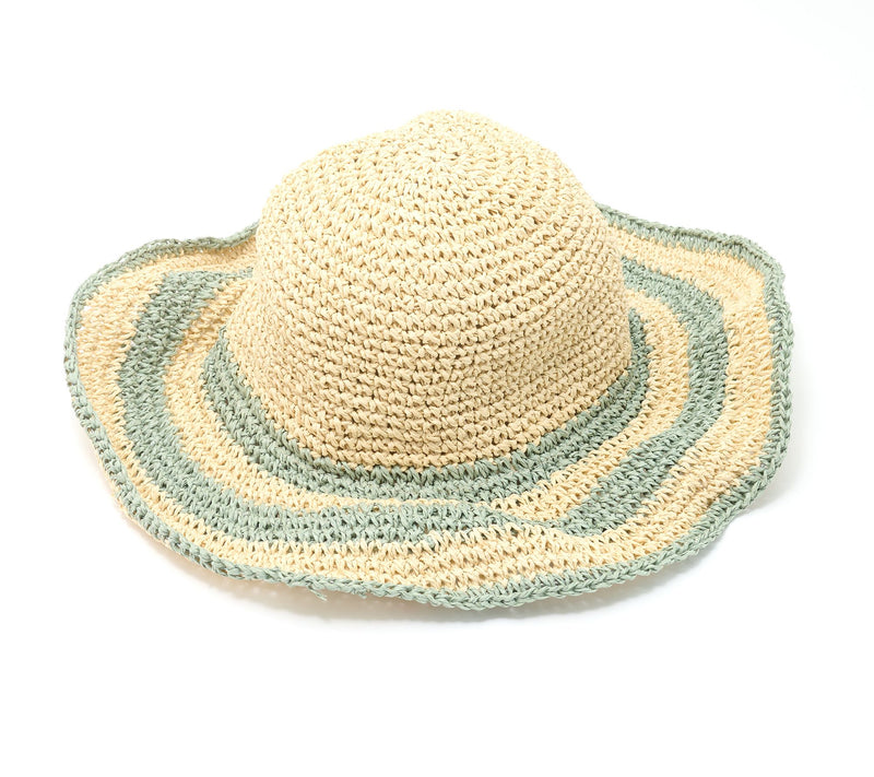 Sprigs Crochet Sun Hat with Striped Brim — View 4