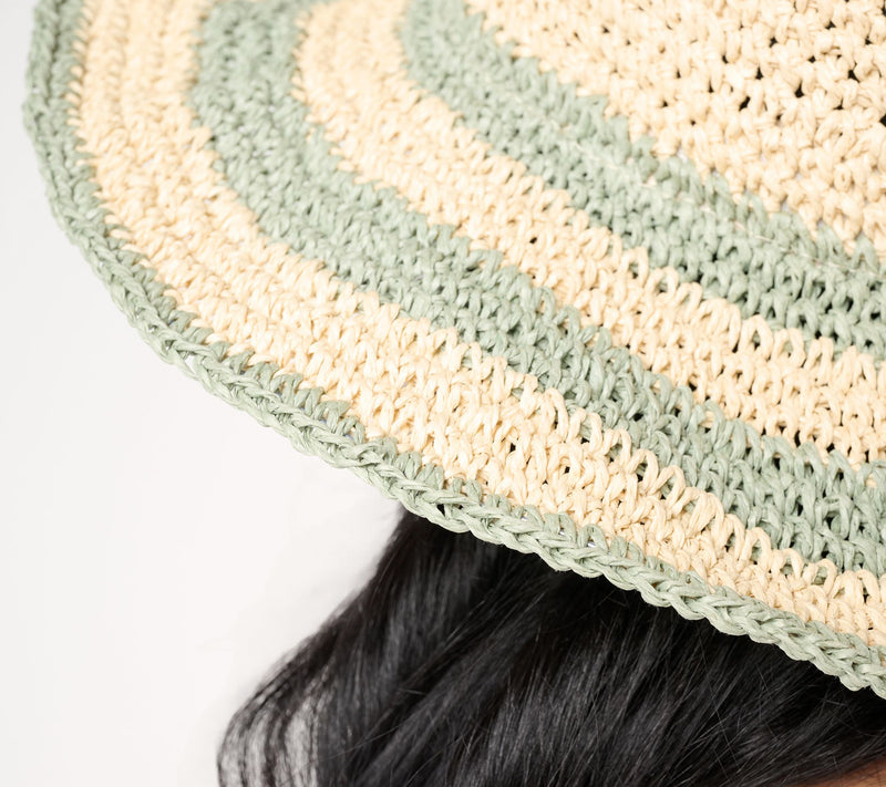 Sprigs Crochet Sun Hat with Striped Brim — View 7