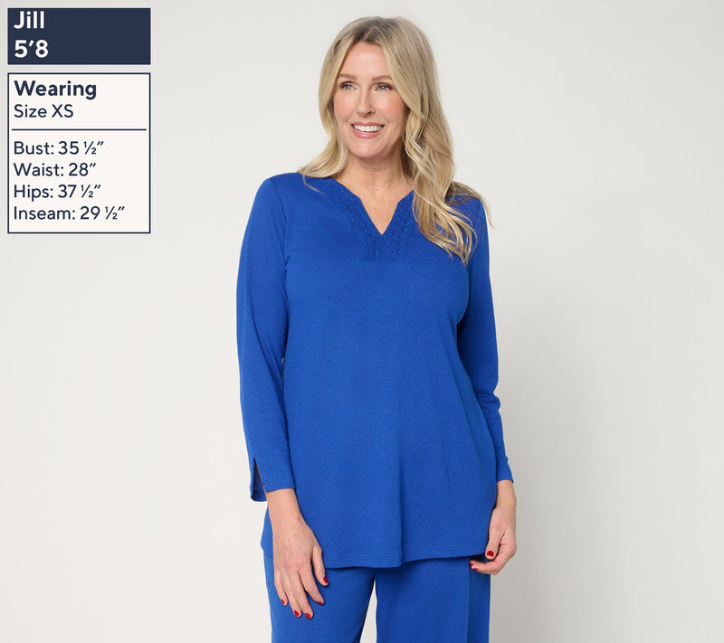 Denim & Co. Beach Regular Knit Gauze Tunic with Crochet Trim — View 3