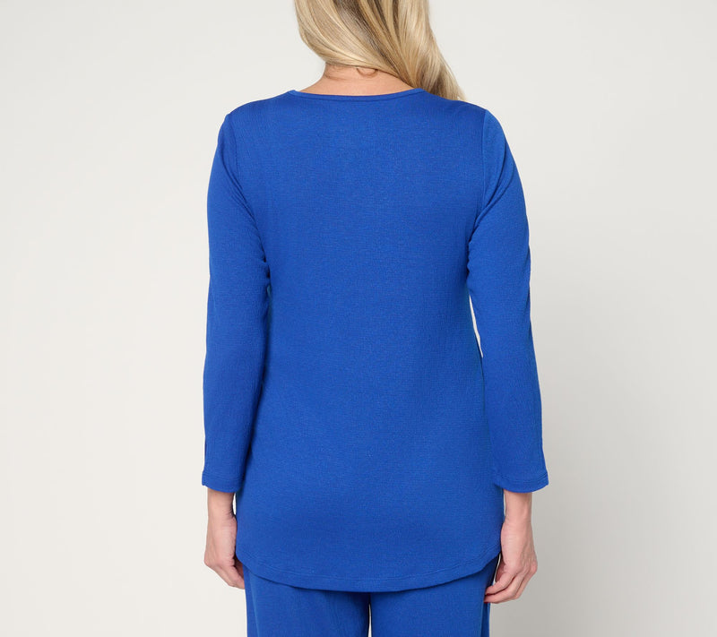 Denim & Co. Beach Petite Knit Gauze Tunic with Crochet Trim — View 4