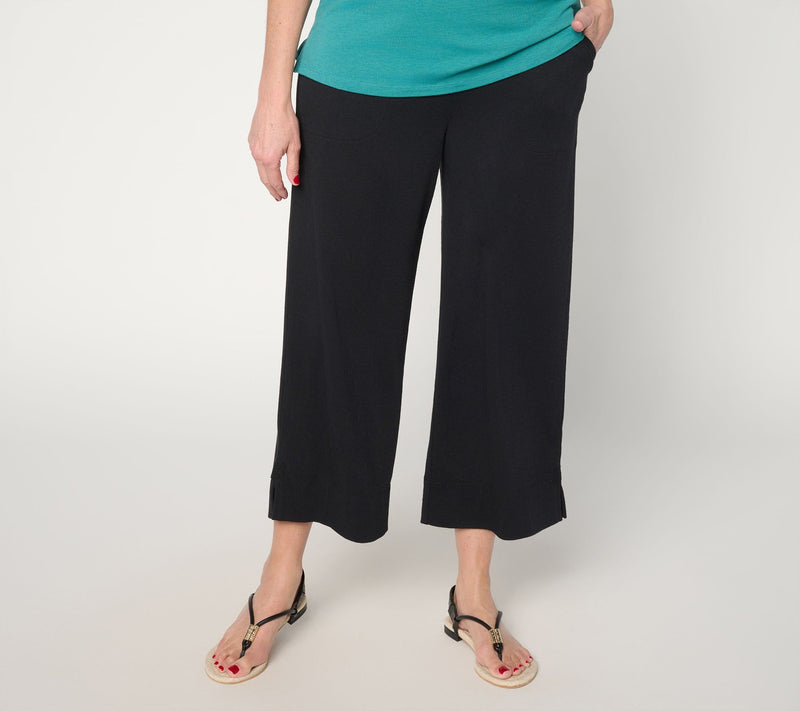 Denim & Co. Beach Regular Knit Gauze Pants with Crochet Trim — View 10