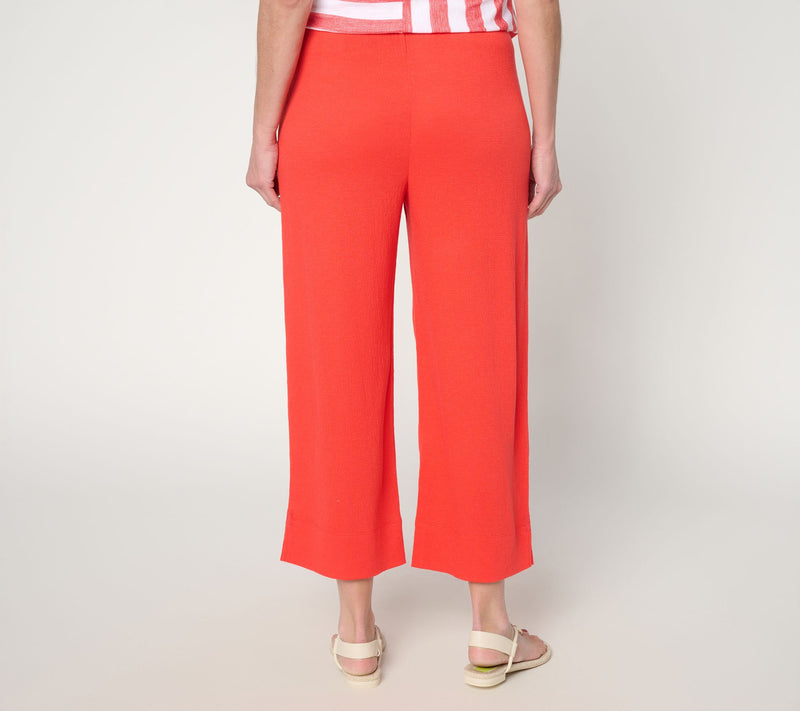Denim & Co. Beach Petite Knit Gauze Pants with Crochet Trim — View 4