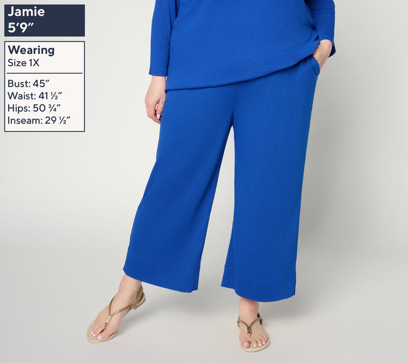 Denim & Co. Beach Petite Knit Gauze Pants with Crochet Trim — View 2