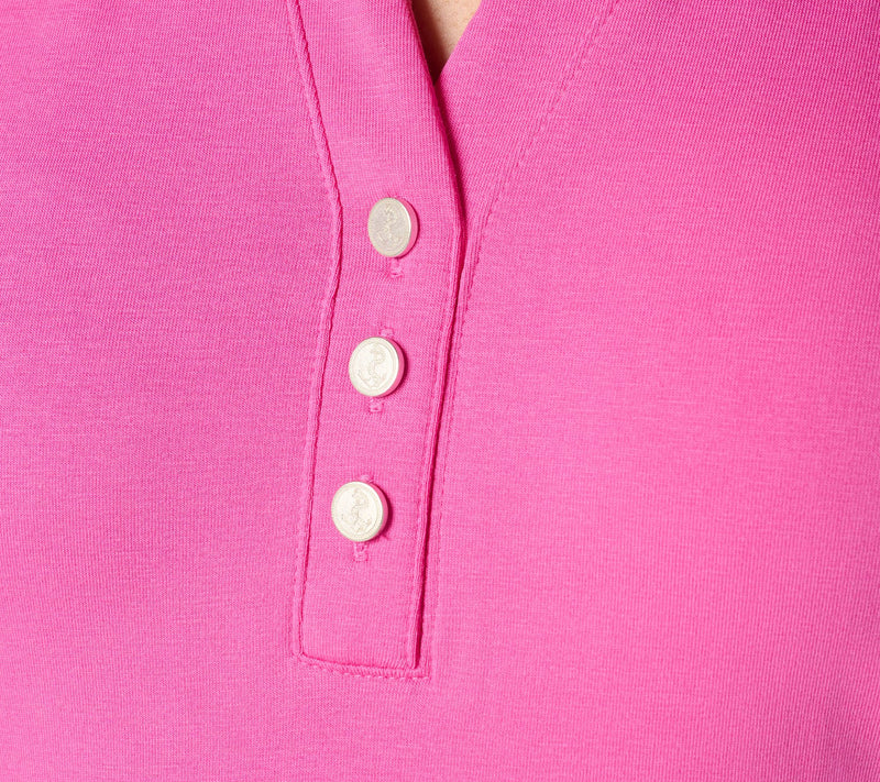 Denim & Co. Favorite Jersey Collared Split Neck Short Sleeve Top — View 6