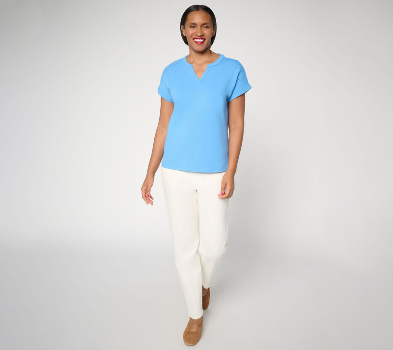 Denim & Co. Perfect Jersey Dolman Sleeve Top with Embroidery — View 5