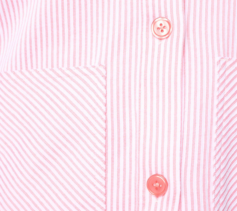 Denim & Co. Knit Seersucker Short Sleeve Button Front Topper — View 6