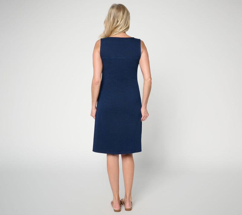 Denim & Co. Regular Comfy Knit Air Midi Dress with Pockets — View 4