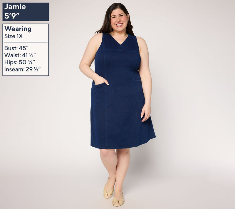 Denim & Co. Regular Comfy Knit Air Midi Dress with Pockets — View 2