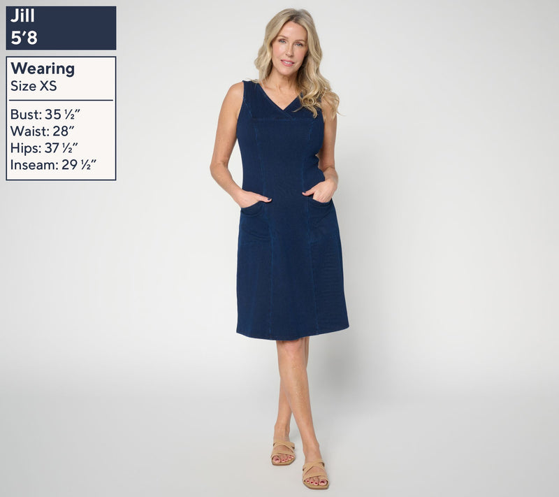 Denim & Co. Regular Comfy Knit Air Midi Dress with Pockets — View 3