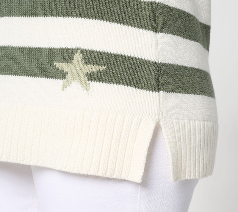 Denim & Co. Striped Americana Long Sleeve Sweater — View 8