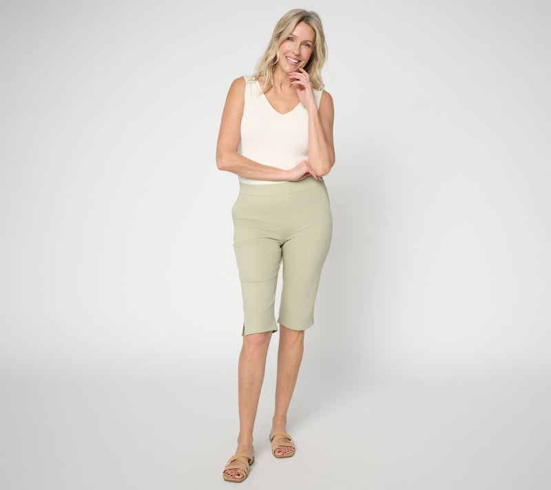 Denim & Co. Regular Comfy Knit Air Slim Leg Bermuda Shorts — View 8