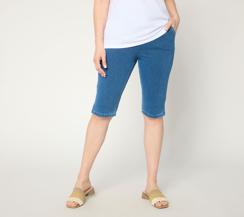 Denim & Co. Regular Comfy Knit Air Slim Leg Bermuda Shorts — View 5