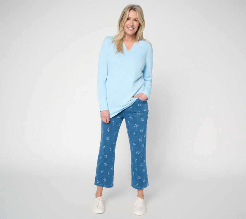 Denim & Co. Regular Printed Comfy Knit Air Crop Pants — View 5