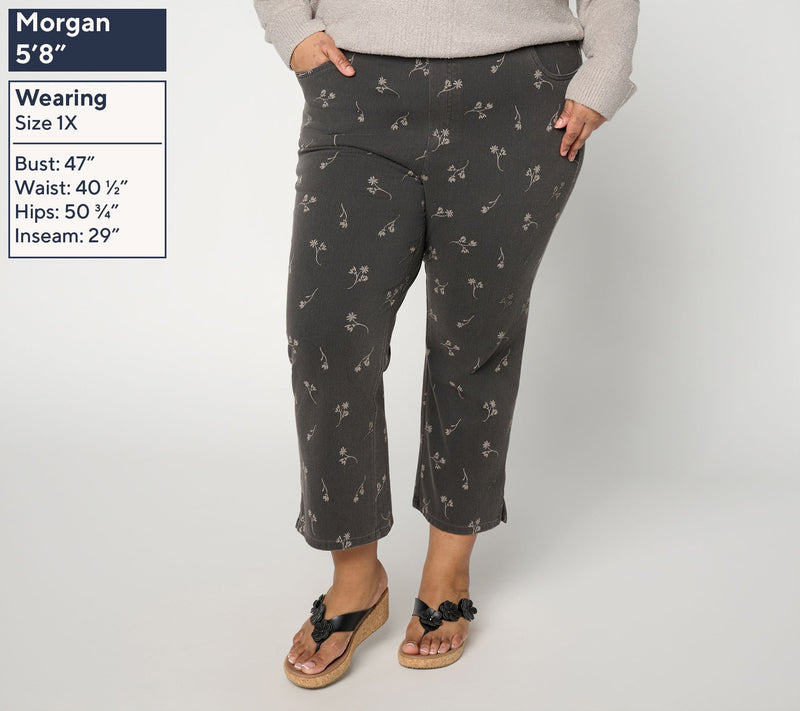 Denim & Co. Regular Printed Comfy Knit Air Crop Pants — View 2