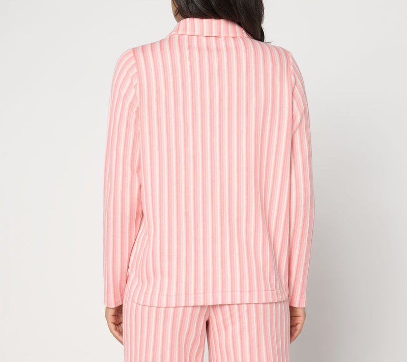AnyBody Striped Jacquard Collared Henley Top — View 4