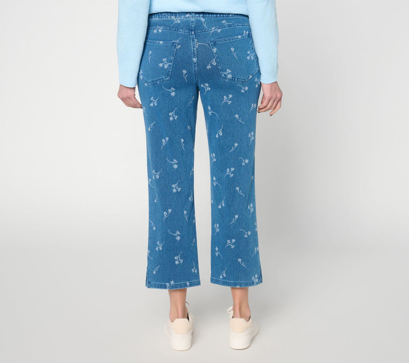 Denim & Co. Petite Printed Comfy Knit Air Crop Pants — View 4