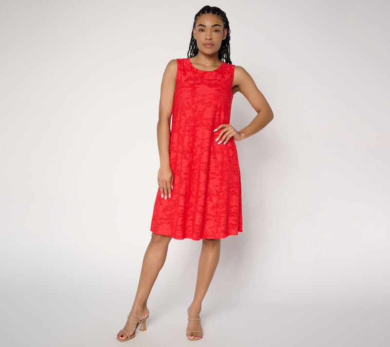 Susan Graver Regular Burnout Knit Sleeveless A-Line Dress — View 19