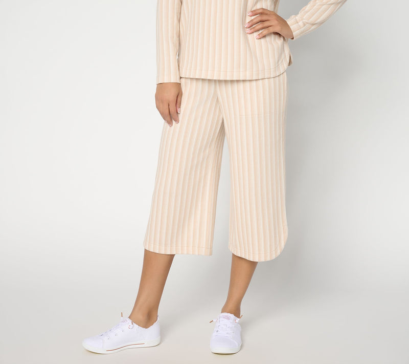 AnyBody Regular Striped Jacquard Wide Leg Capri With Pockets — View 10