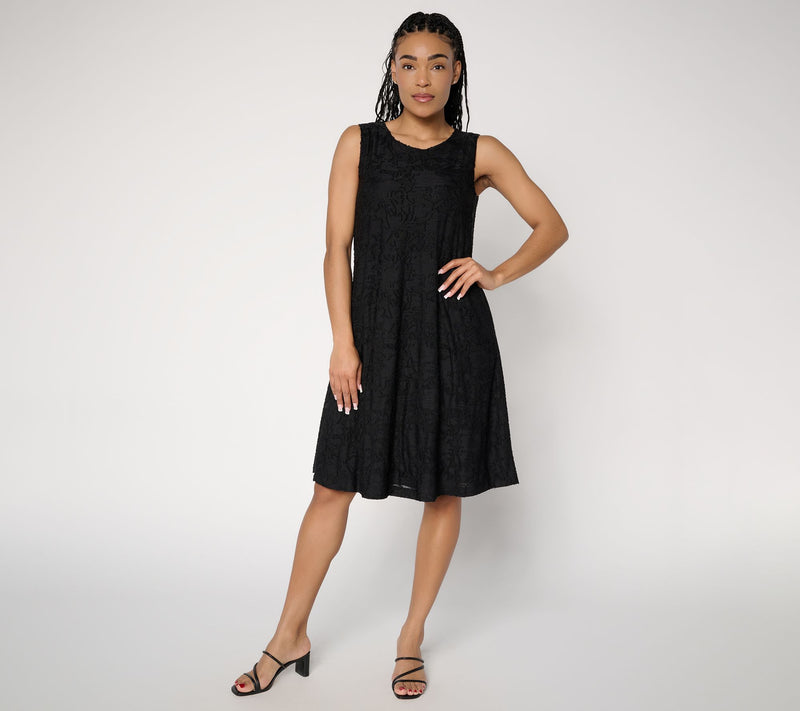 Susan Graver Petite Burnout Knit Sleeveless A-Line Dress — View 14
