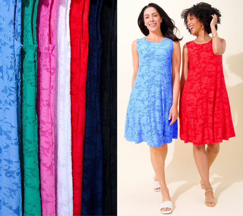 Susan Graver Petite Burnout Knit Sleeveless A-Line Dress — View 6