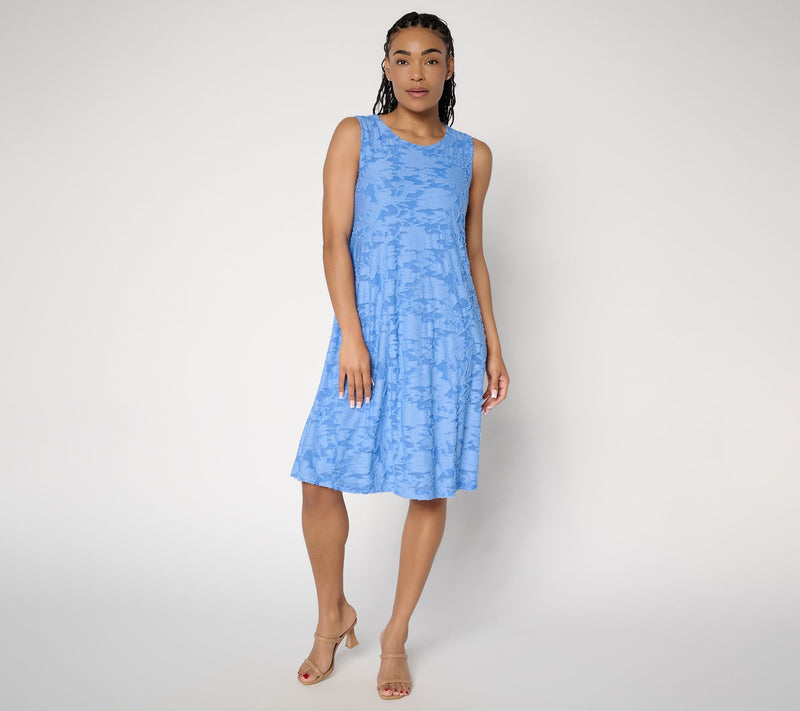 Susan Graver Petite Burnout Knit Sleeveless A-Line Dress — View 17