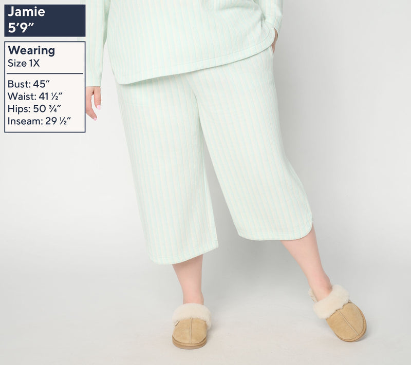 AnyBody Petite Striped Jacquard Wide Leg Capri With Pockets — View 2