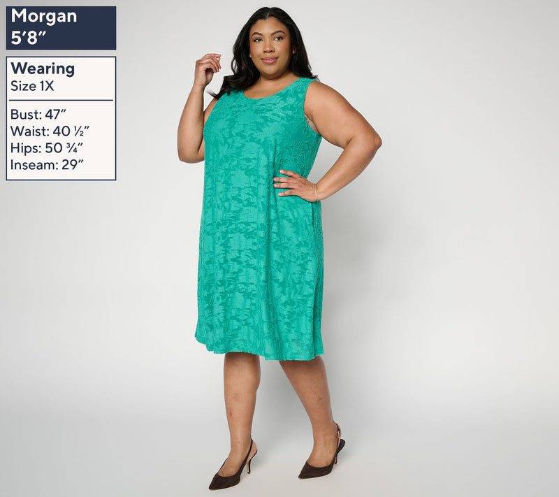 Susan Graver Tall Burnout Knit Sleeveless A-Line Dress — View 2