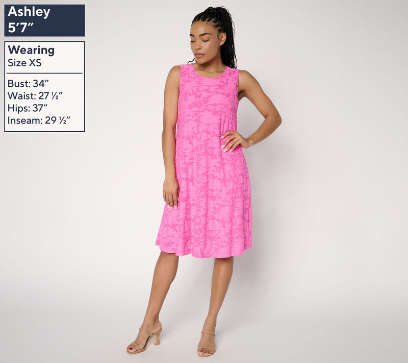 Susan Graver Tall Burnout Knit Sleeveless A-Line Dress — View 3