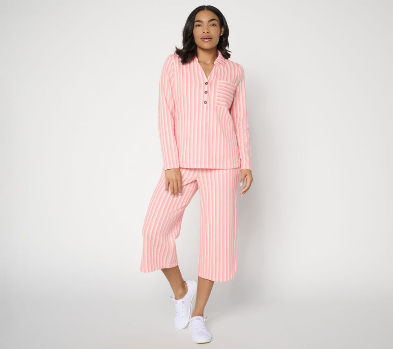 AnyBody Tall Striped Jacquard Wide Leg Capri With Pockets — View 5