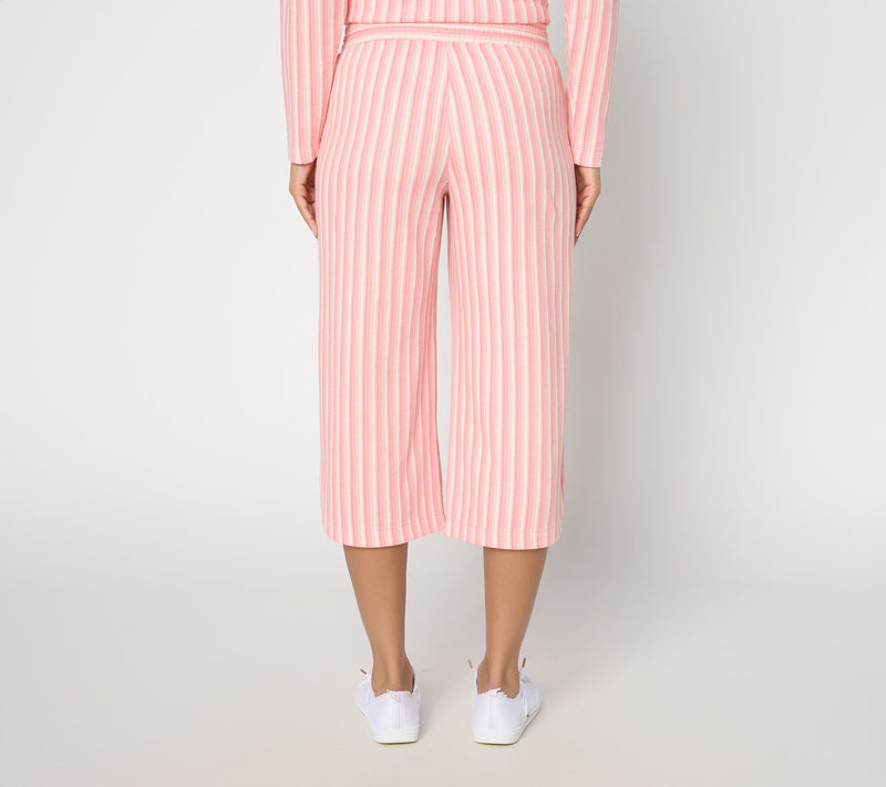 AnyBody Tall Striped Jacquard Wide Leg Capri With Pockets — View 4