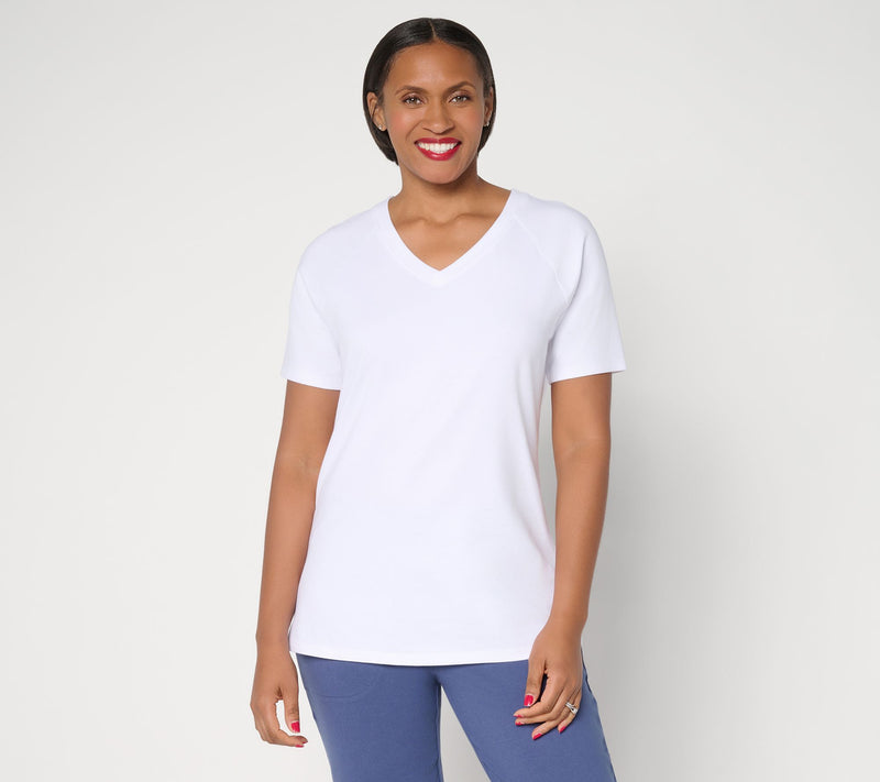 Denim & Co. Essentials Perfect Jersey Raglan Sleeve V-Neck Top — View 11