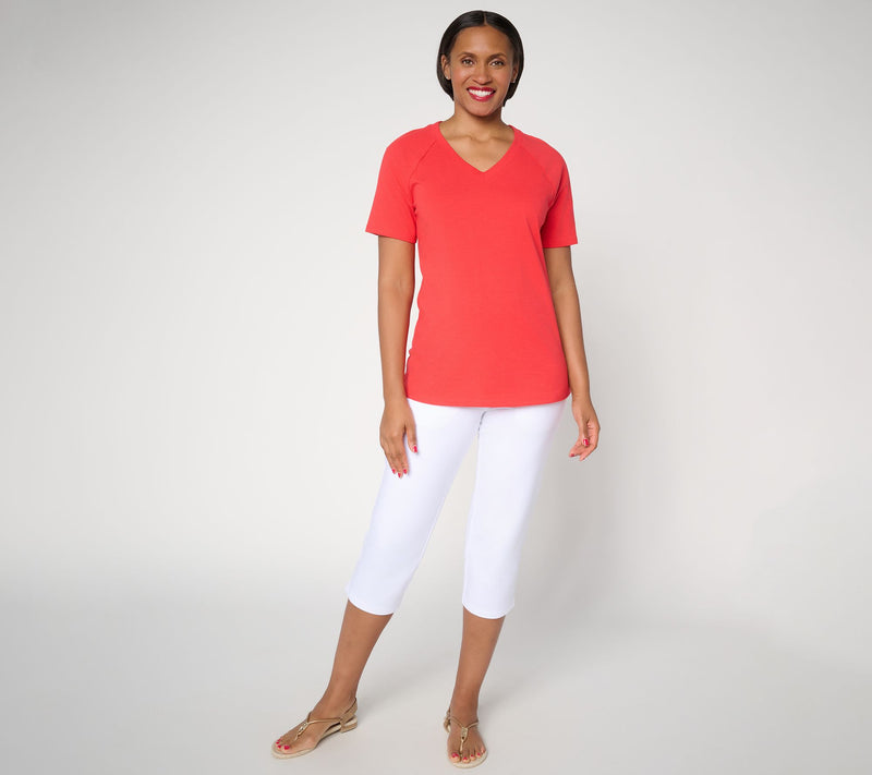 Denim & Co. Essentials Perfect Jersey Raglan Sleeve V-Neck Top — View 5