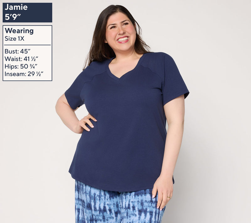 Denim & Co. Essentials Perfect Jersey Raglan Sleeve V-Neck Top — View 2