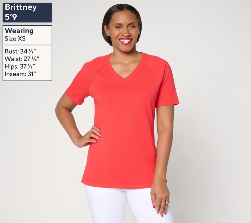 Denim & Co. Essentials Perfect Jersey Raglan Sleeve V-Neck Top — View 3