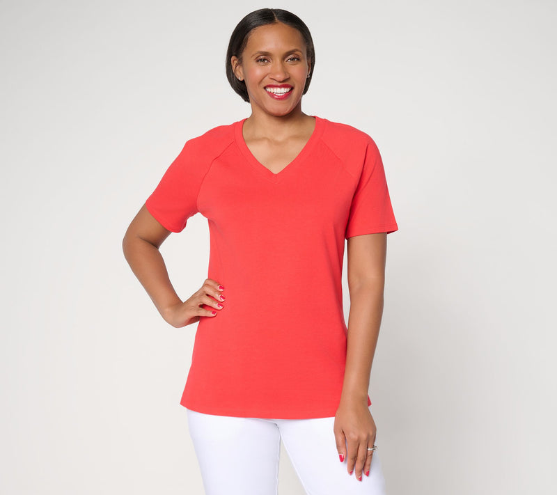 Denim & Co. Essentials Perfect Jersey Raglan Sleeve V-Neck Top — View 12