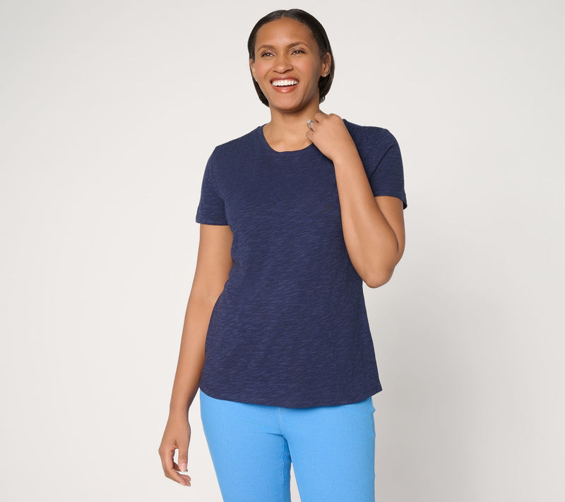 Denim & Co. Essentials Linen Blend Top with Smocking Detail — View 10