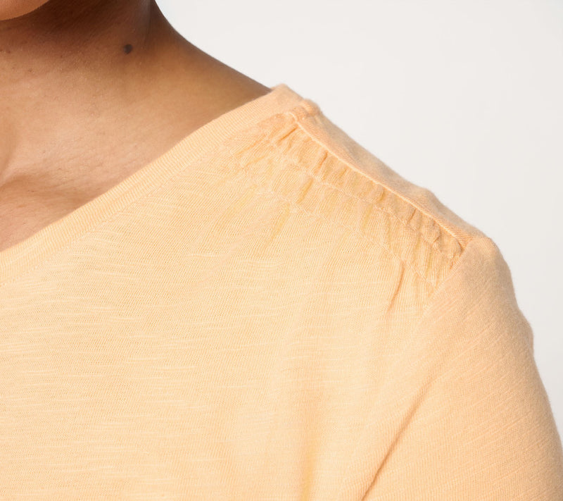 Denim & Co. Essentials Linen Blend Top with Smocking Detail — View 6