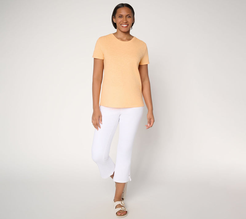 Denim & Co. Essentials Linen Blend Top with Smocking Detail — View 5