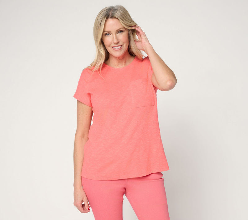 Denim & Co. Essentials Linen Blend Dolman Sleeve Top w/ Pocket — Main view