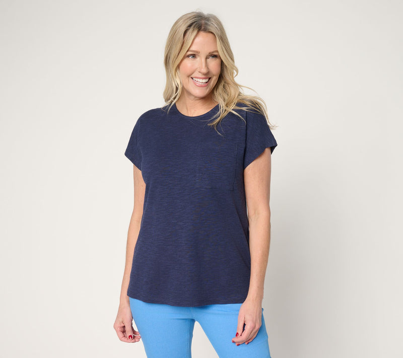 Denim & Co. Essentials Linen Blend Dolman Sleeve Top w/ Pocket — View 11