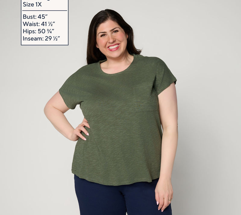 Denim & Co. Essentials Linen Blend Dolman Sleeve Top w/ Pocket — View 2