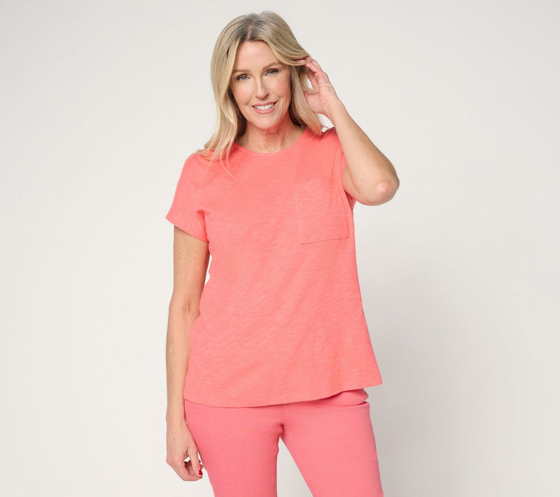 Denim & Co. Essentials Linen Blend Dolman Sleeve Top w/ Pocket — View 13