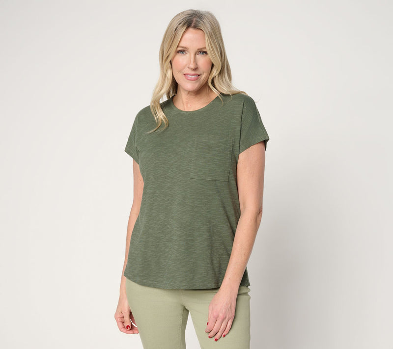 Denim & Co. Essentials Linen Blend Dolman Sleeve Top w/ Pocket — View 14