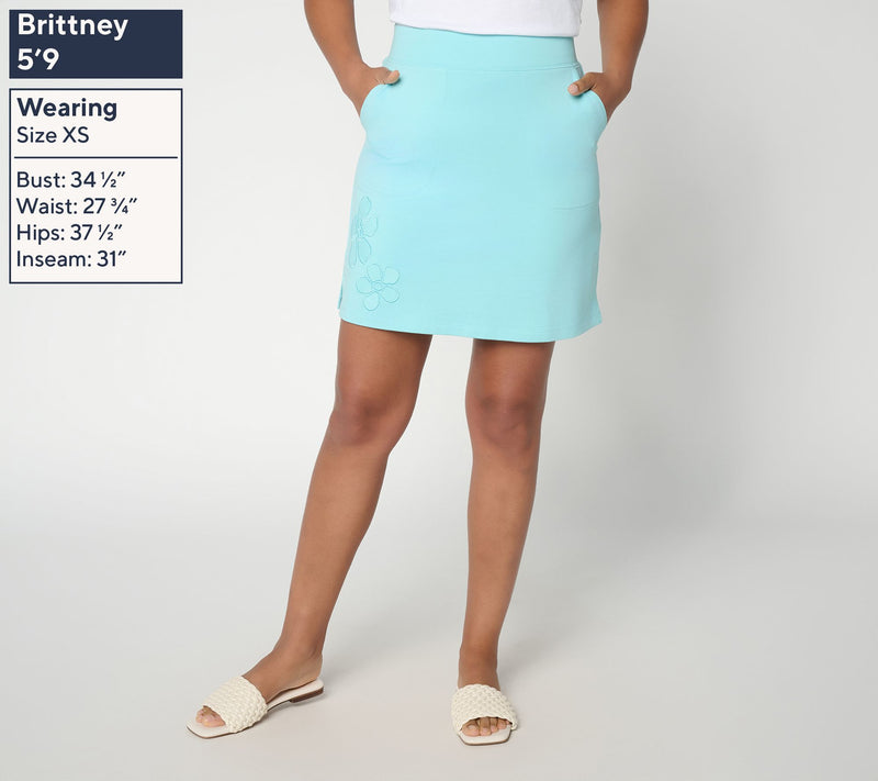 Denim & Co. Active Petite French Terry Skort with Patchwork — View 9