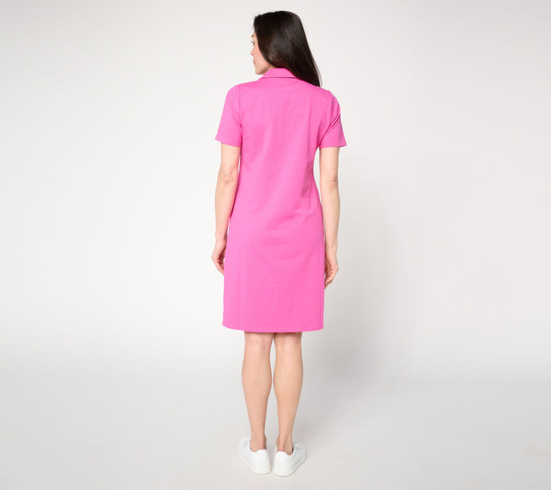 Denim & Co. Active Regular French Terry Short Sleeve Collared Dress — View 10