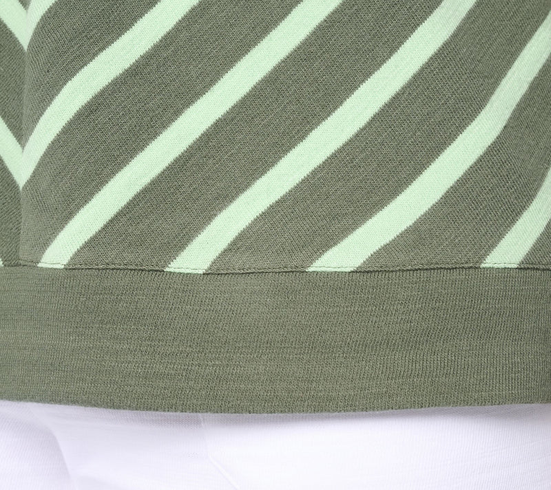 Denim & Co. Active Striped Textured Cotton V-Neck Top — View 6