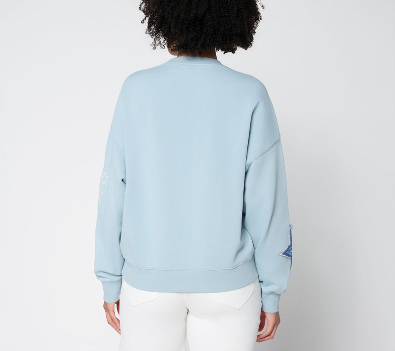 Driftwood Jeans Teddy Crew Neck Pullover - Patriotic Patch — View 4