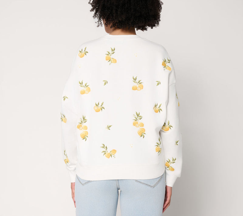 Driftwood Jeans Teddy Crew Neck Pullover - Limoncello — View 3