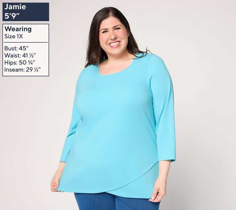 Denim & Co. Regular Perfect Jersey Tunic  with Tulip Hem — View 2