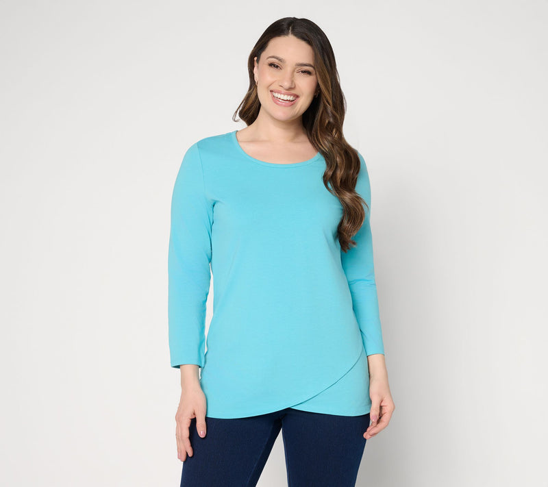 Denim & Co. Petite Perfect Jersey Tunic  with Tulip Hem — View 12